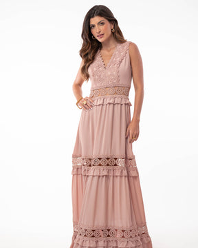VESTIDO RECORTES RENDA 26115