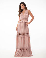 VESTIDO RECORTES RENDA 26115