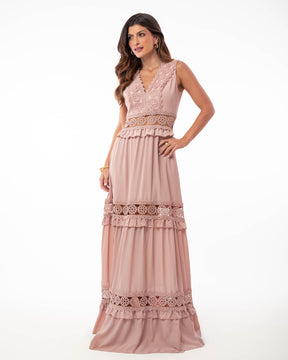 VESTIDO RECORTES RENDA 26115