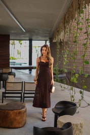 VESTIDO RENDA MARROM 26479