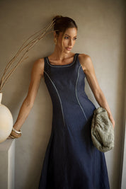 VESTIDO RECORTES BORDADO 26587