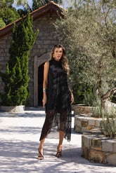 VESTIDO TRANSPARENCIA ASSIMETRICO 25433